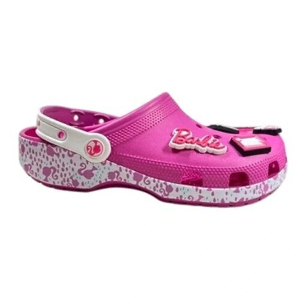 Barbie x Crocs Classic Clog Pink Flamingo Charms Movie Shoes Size 8 Women Mens 6